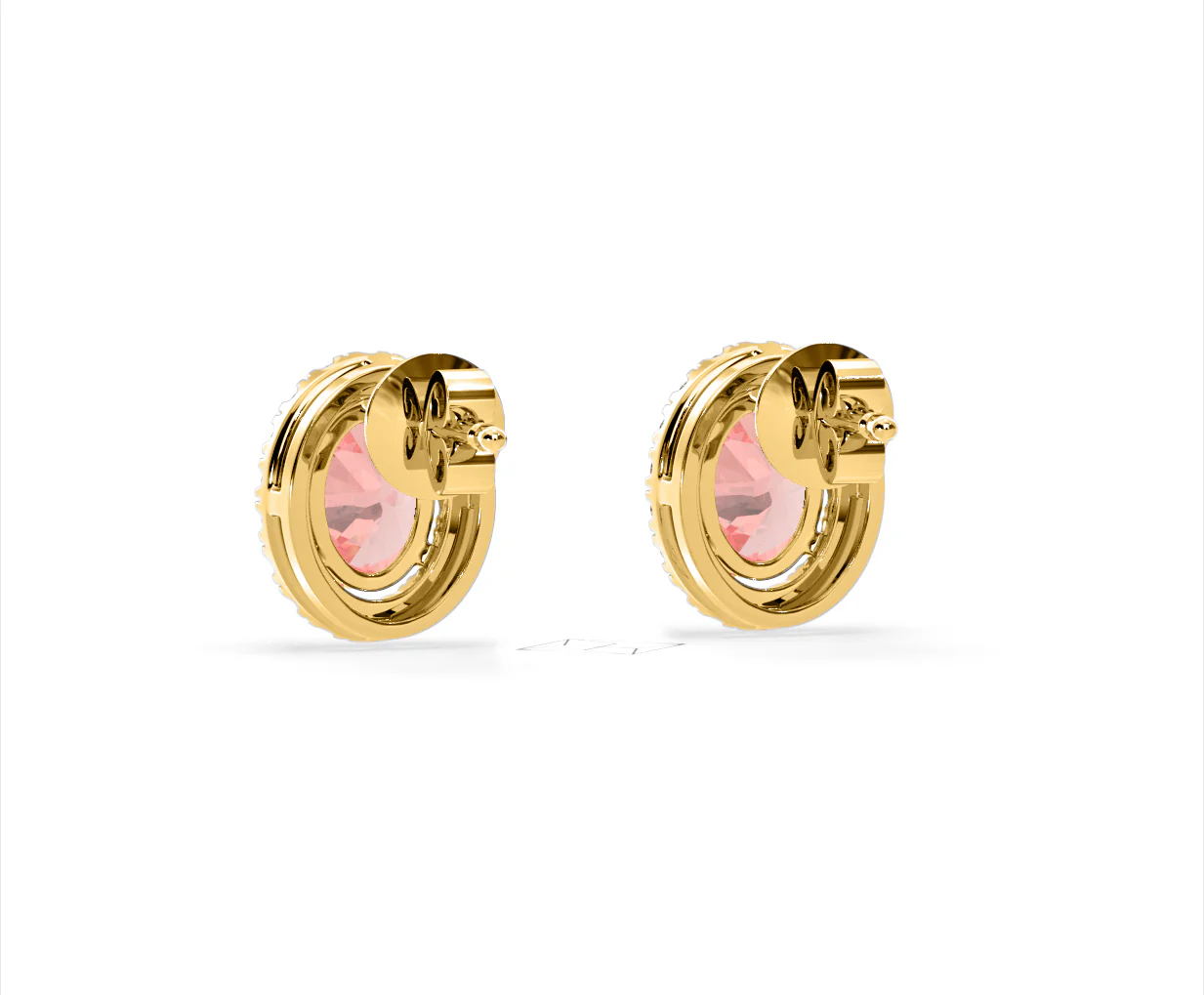 Georgina Pink Lab Diamond 2.45ct Oval Halo Earrings in 18K Gold - Elara Collection - Image 42