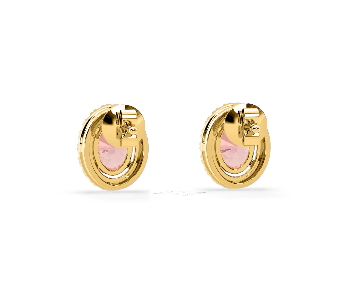 Georgina Pink Lab Diamond 2.45ct Oval Halo Earrings in 18K Gold - Elara Collection - Image 44