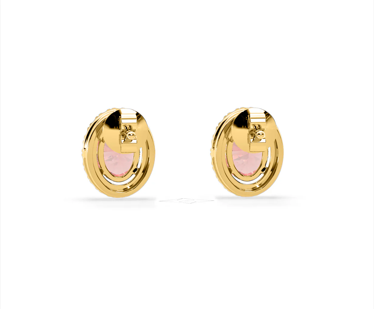 Georgina Pink Lab Diamond 2.45ct Oval Halo Earrings in 18K Gold - Elara Collection - Image 45