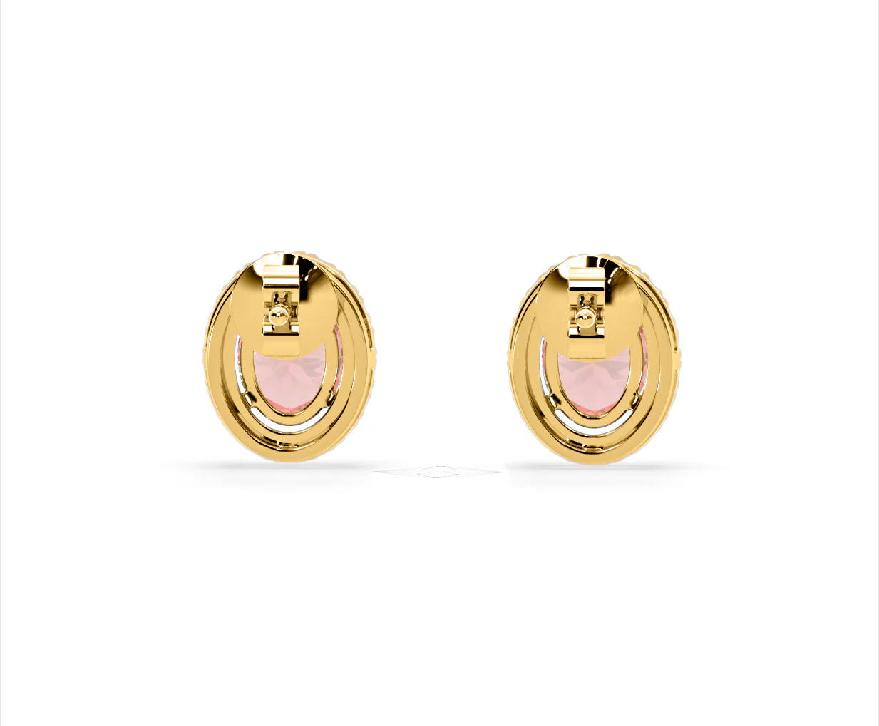 Georgina Pink Lab Diamond 2.45ct Oval Halo Earrings in 18K Gold - Elara Collection - Image 47