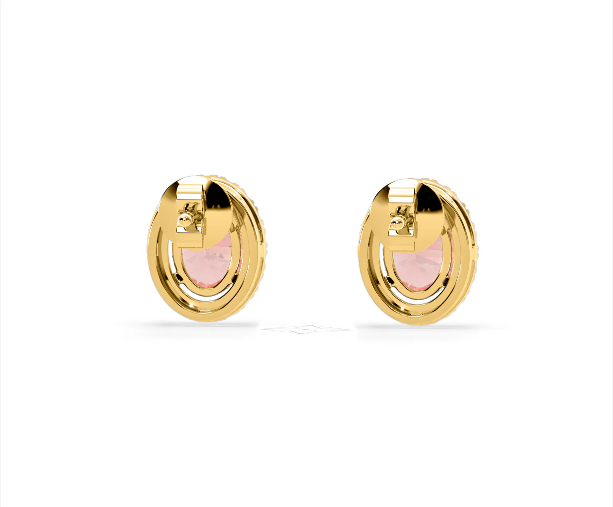 Georgina Pink Lab Diamond 2.45ct Oval Halo Earrings in 18K Gold - Elara Collection - Image 48