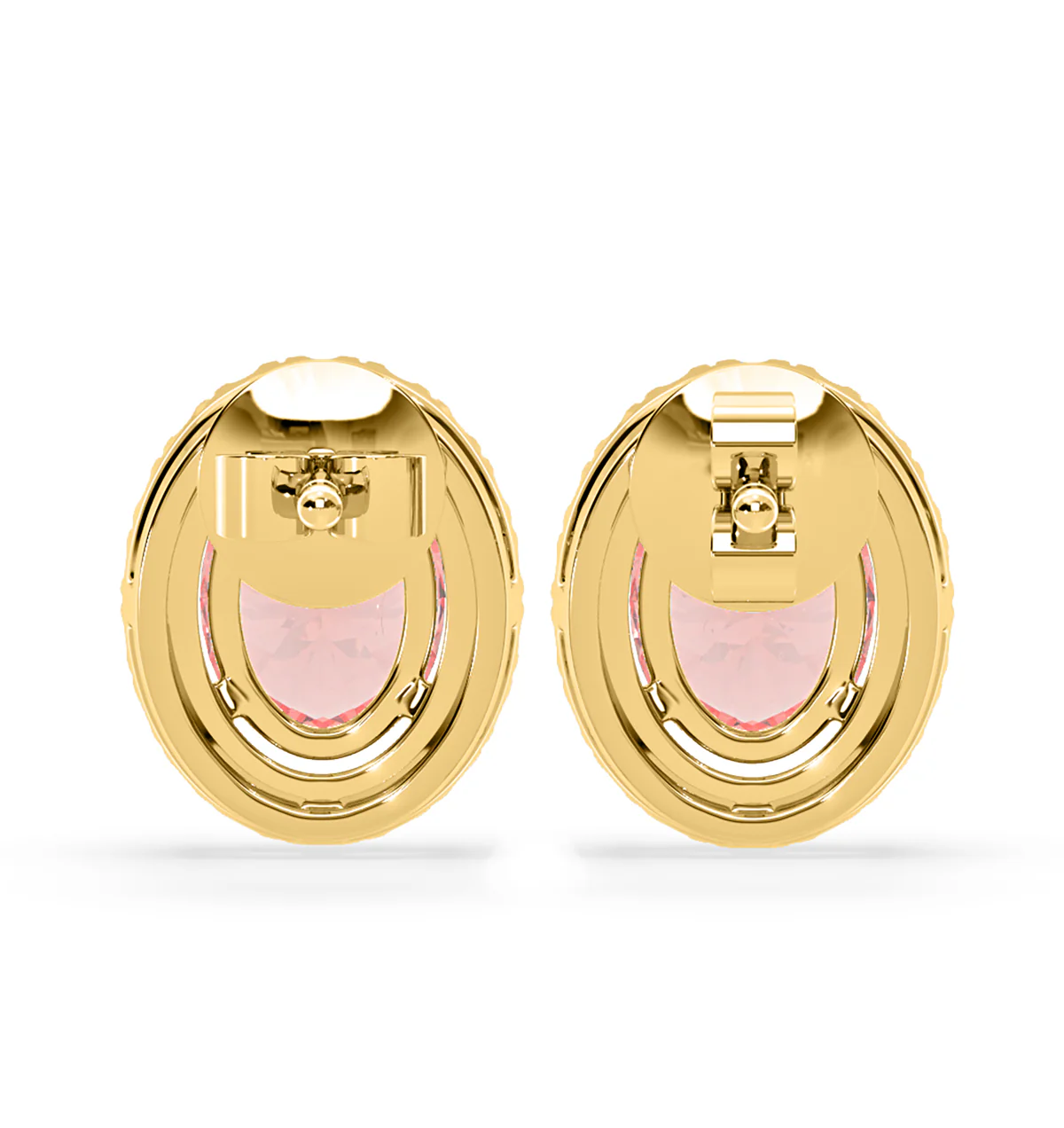 Georgina Pink Lab Diamond 2.45ct Oval Halo Earrings in 18K Gold - Elara Collection - Image 5