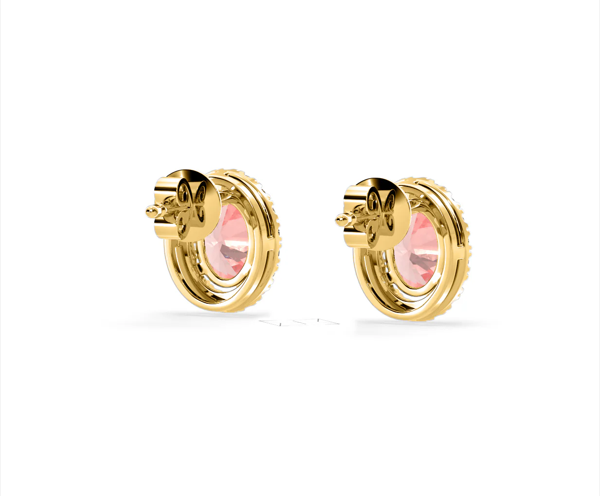 Georgina Pink Lab Diamond 2.45ct Oval Halo Earrings in 18K Gold - Elara Collection - Image 52