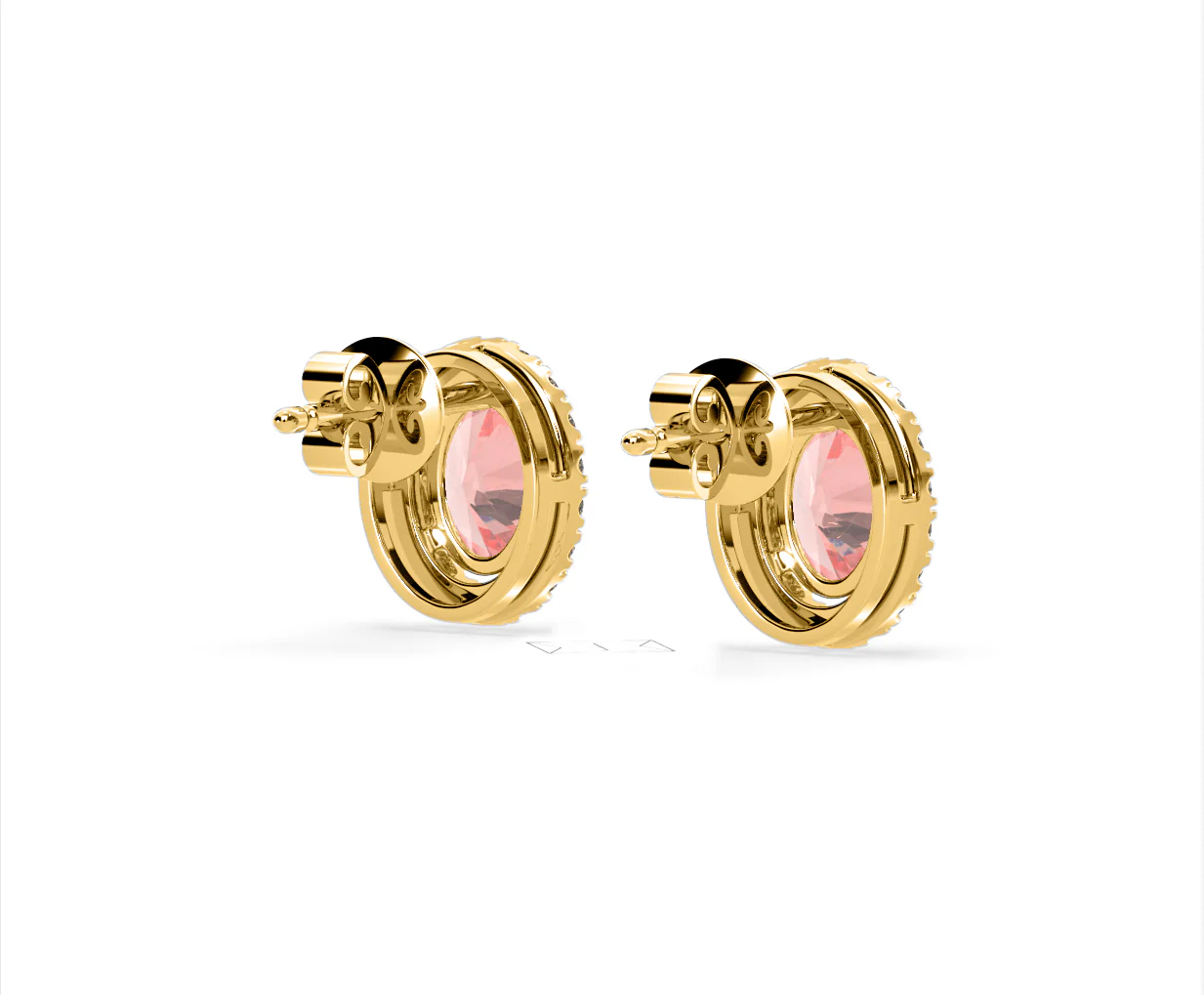 Georgina Pink Lab Diamond 2.45ct Oval Halo Earrings in 18K Gold - Elara Collection - Image 54