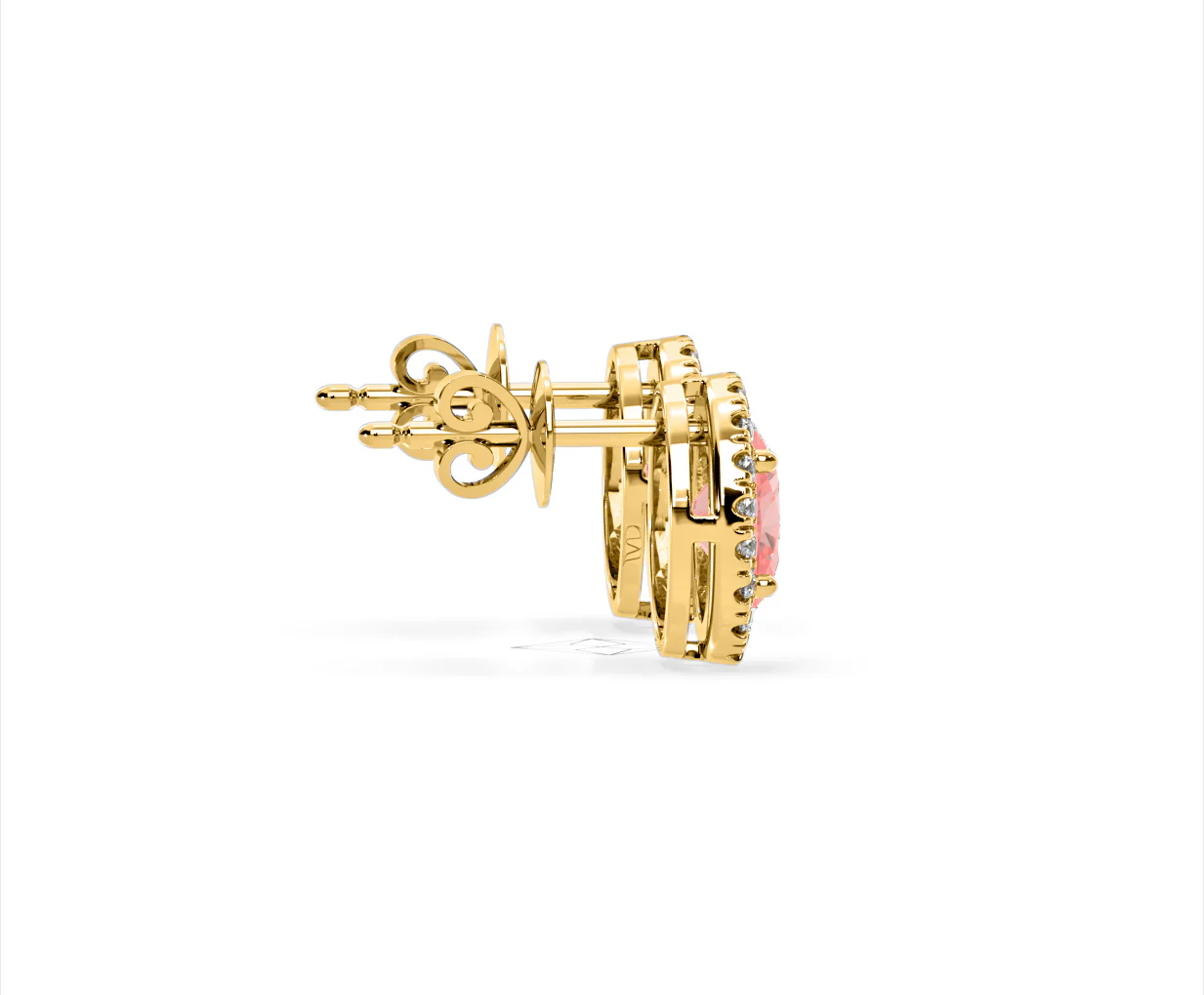 Georgina Pink Lab Diamond 2.45ct Oval Halo Earrings in 18K Gold - Elara Collection - Image 65