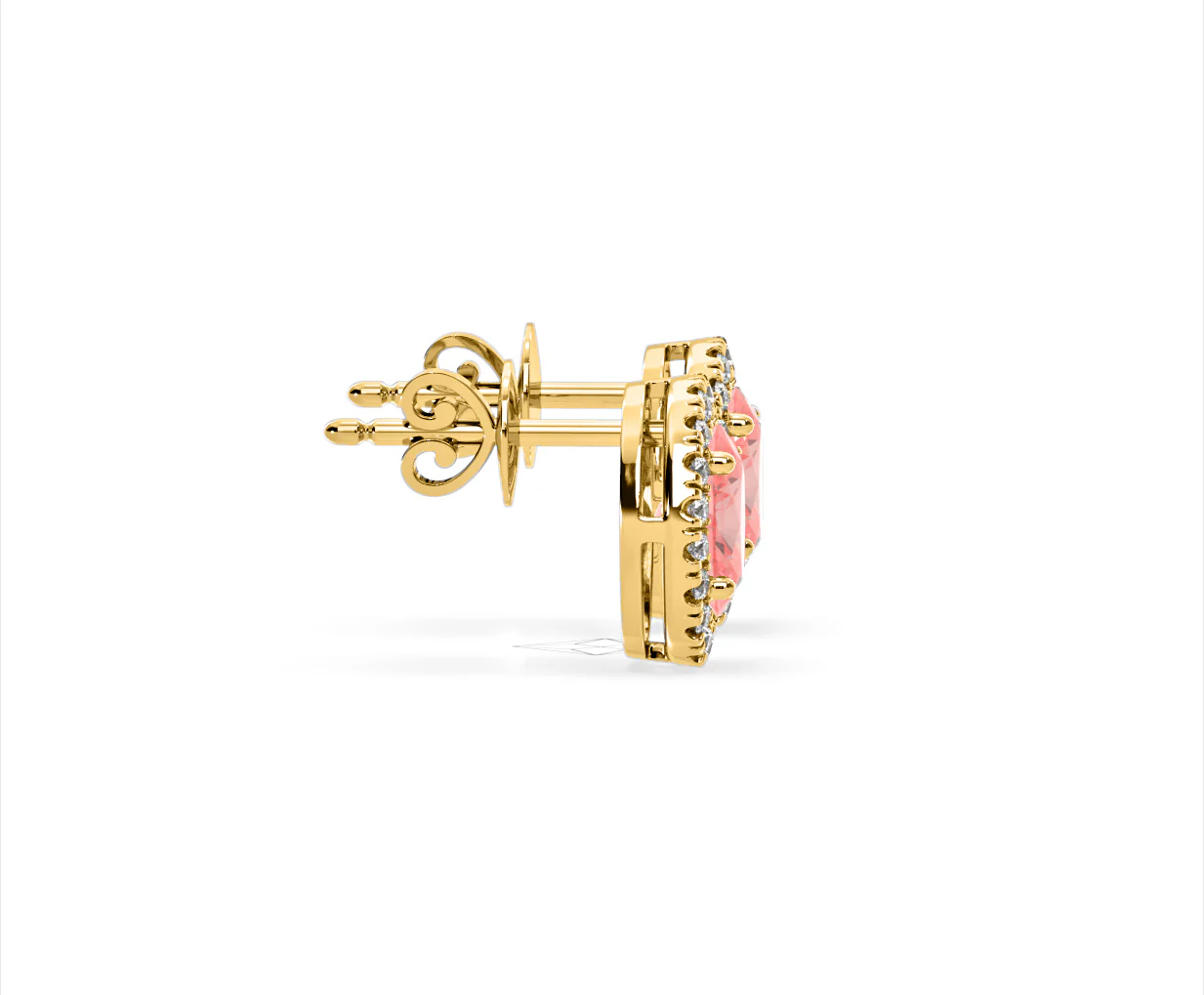 Georgina Pink Lab Diamond 2.45ct Oval Halo Earrings in 18K Gold - Elara Collection - Image 67