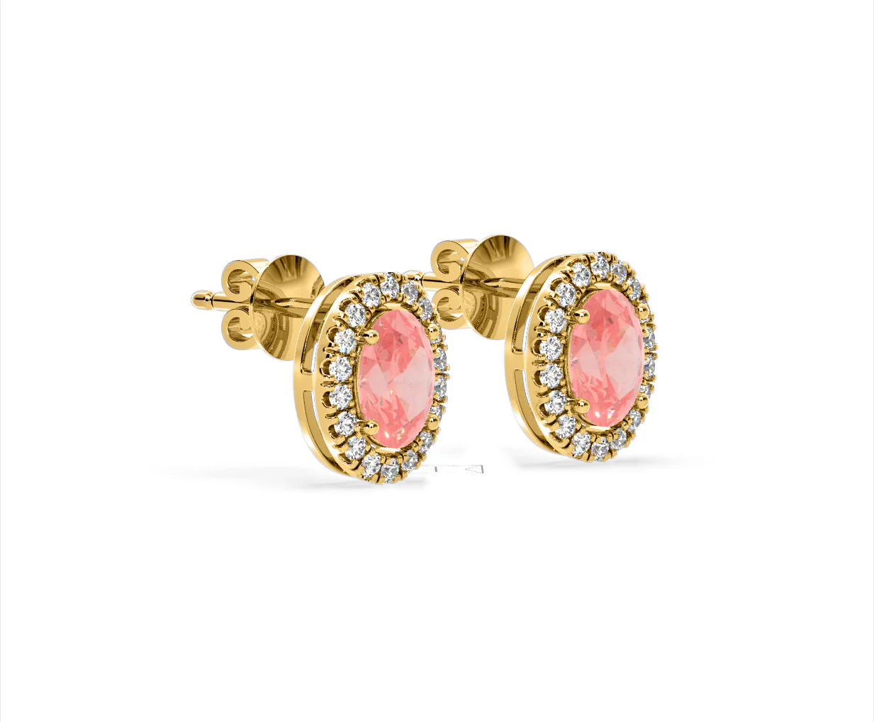 Georgina Pink Lab Diamond 2.45ct Oval Halo Earrings in 18K Gold - Elara Collection - Image 76