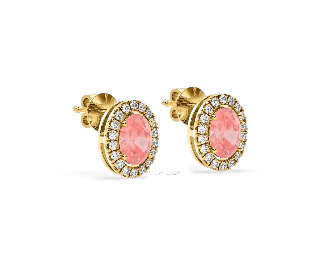 Georgina Pink Lab Diamond 2.45ct Oval Halo Earrings in 18K Gold - Elara Collection - Image 78