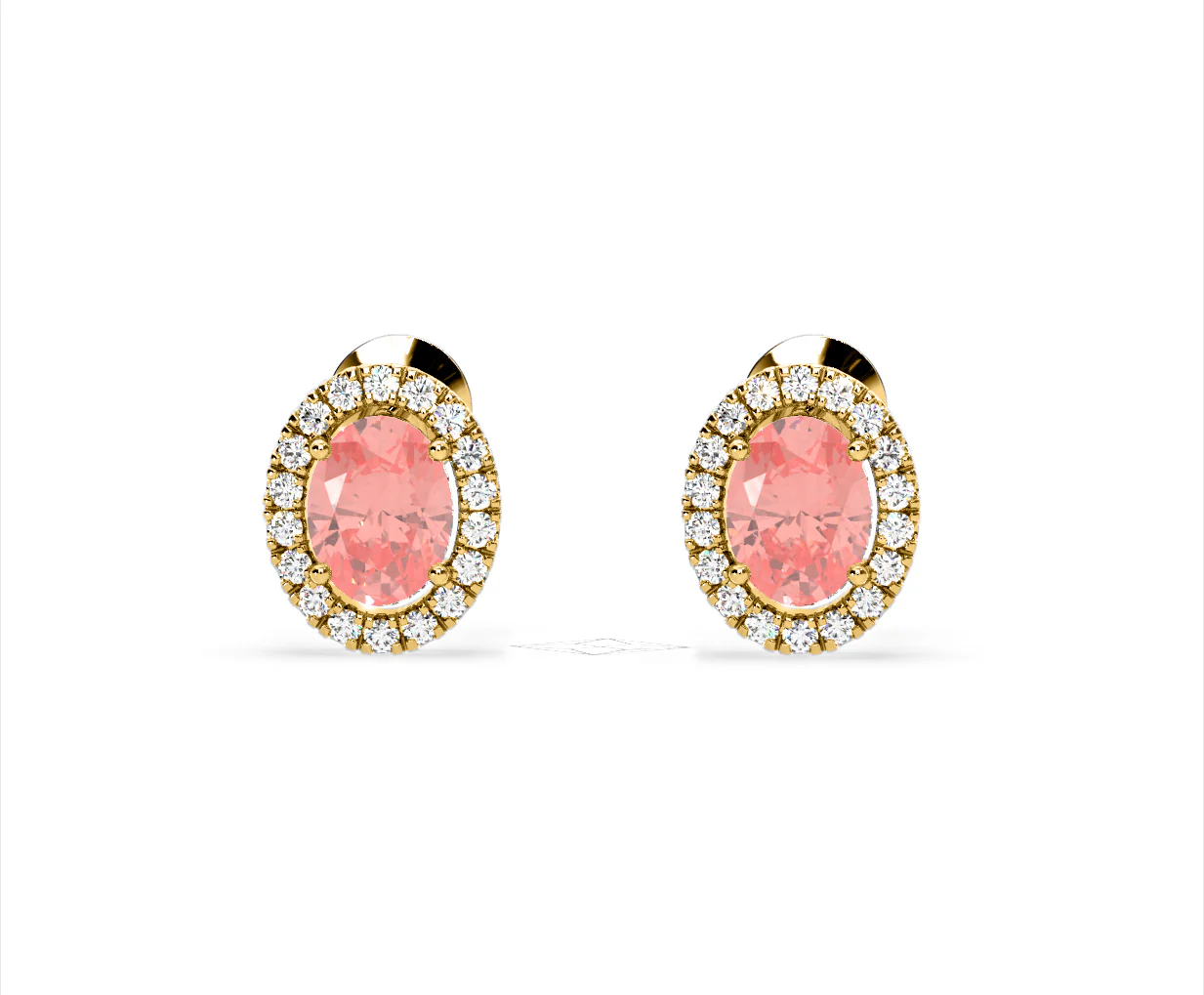 Georgina Pink Lab Diamond 2.45ct Oval Halo Earrings in 18K Gold - Elara Collection - Image 8