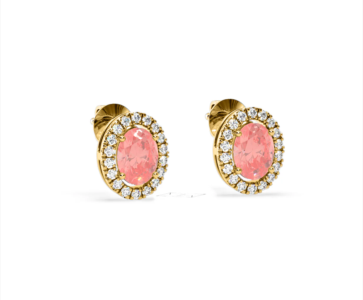 Georgina Pink Lab Diamond 2.45ct Oval Halo Earrings in 18K Gold - Elara Collection - Image 81