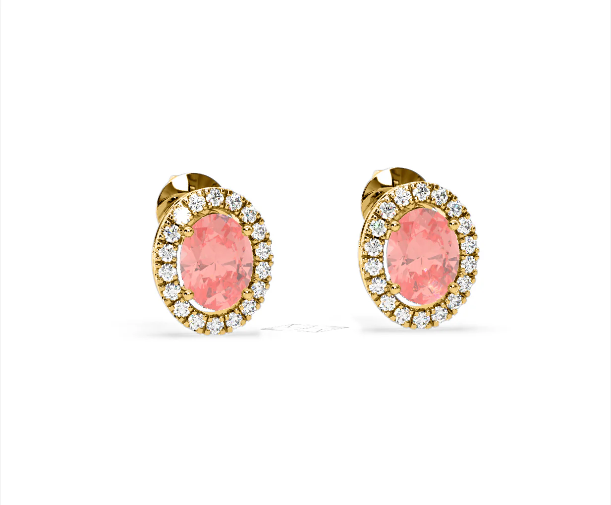 Georgina Pink Lab Diamond 2.45ct Oval Halo Earrings in 18K Gold - Elara Collection - Image 83