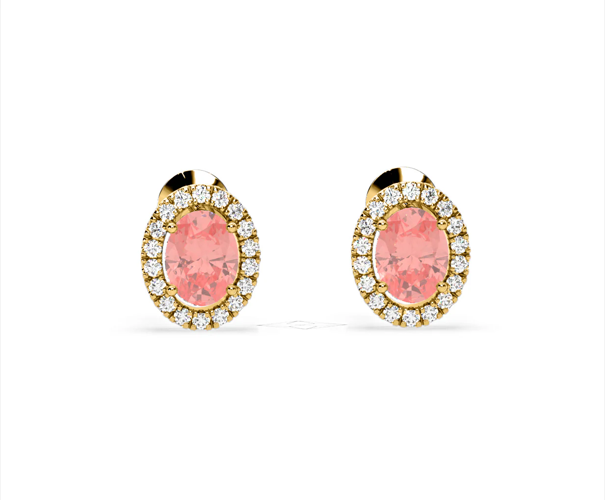 Georgina Pink Lab Diamond 2.45ct Oval Halo Earrings in 18K Gold - Elara Collection - Image 85