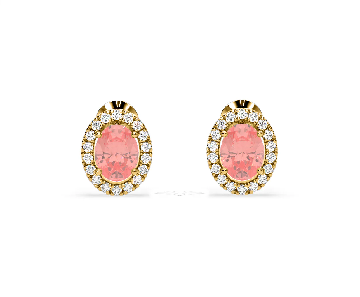 Georgina Pink Lab Diamond 2.45ct Oval Halo Earrings in 18K Gold - Elara Collection - Image 86