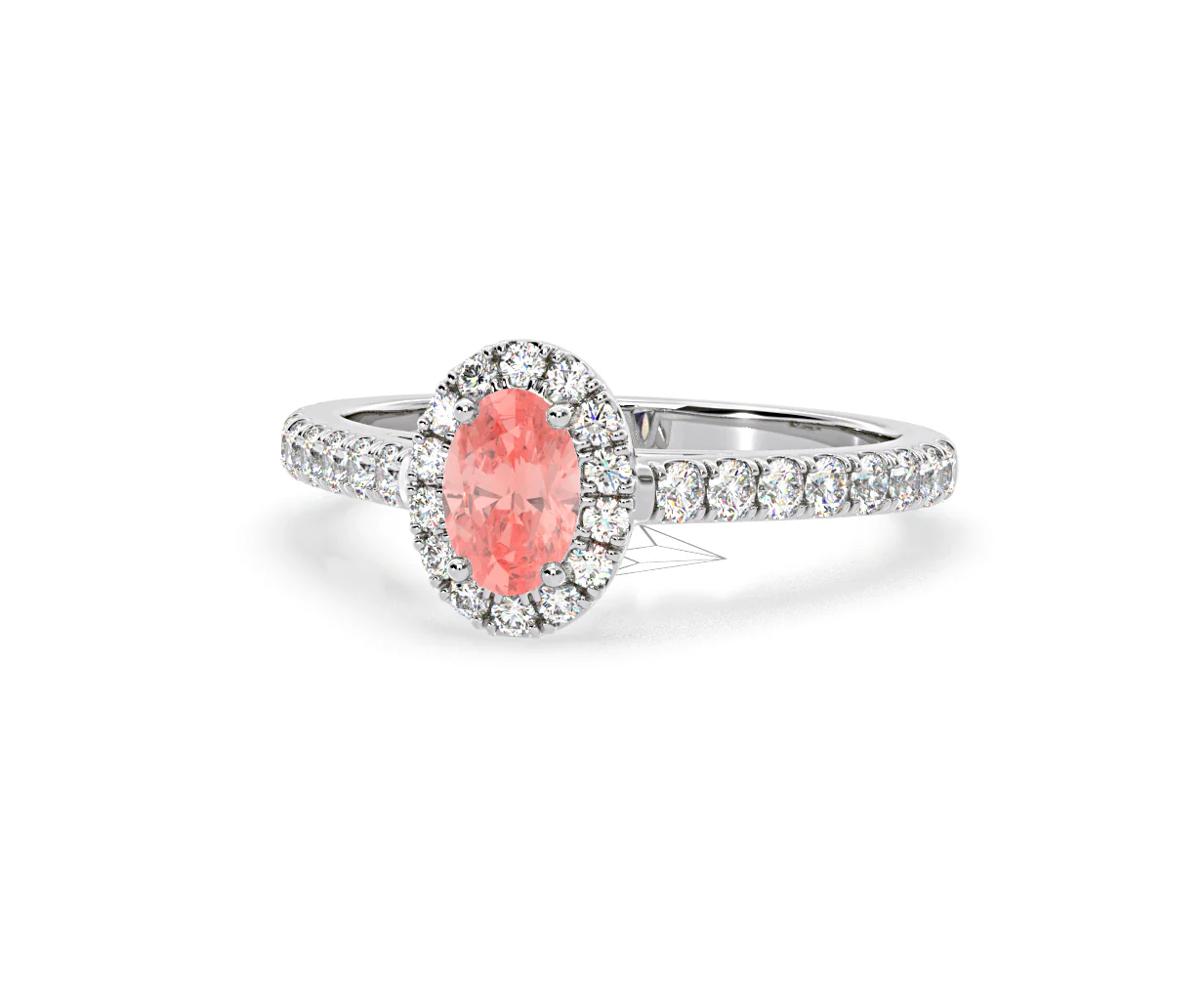 Georgina Pink Lab Diamond Oval Halo 0.90ct Ring in 18K White Gold - Elara Collection - Image 10