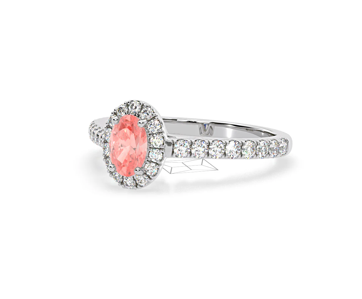 Georgina Pink Lab Diamond Oval Halo 0.90ct Ring in 18K White Gold - Elara Collection - Image 13