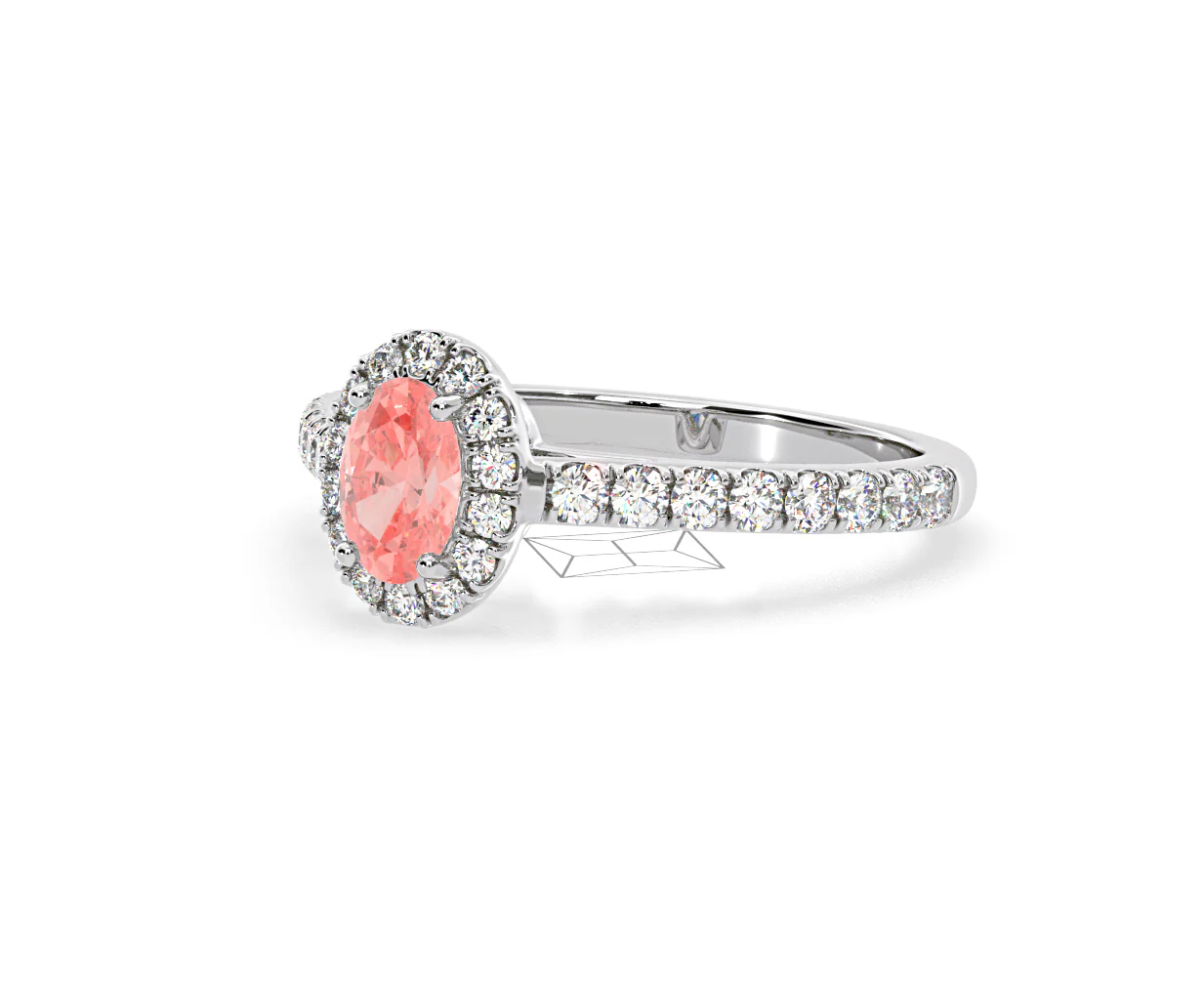 Georgina Pink Lab Diamond Oval Halo 0.90ct Ring in 18K White Gold - Elara Collection - Image 14