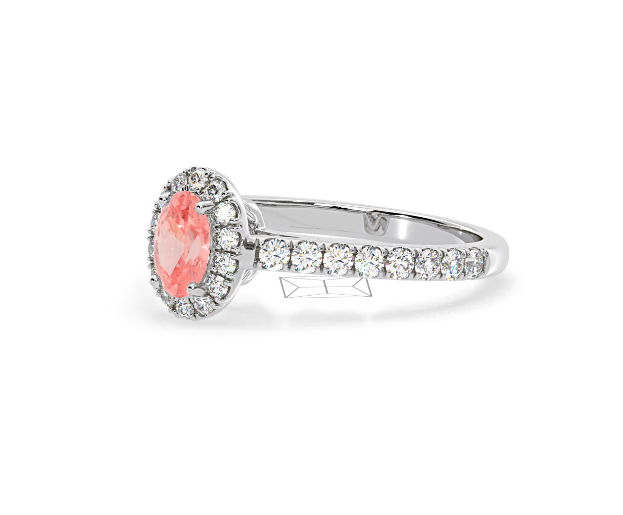 Georgina Pink Lab Diamond Oval Halo 0.90ct Ring in 18K White Gold - Elara Collection - Image 16