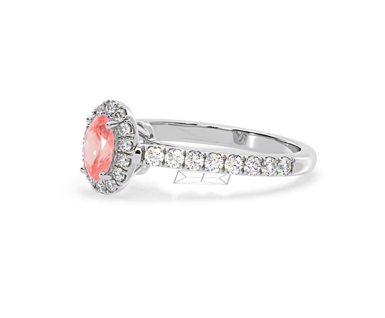Georgina Pink Lab Diamond Oval Halo 0.90ct Ring in 18K White Gold - Elara Collection - Image 18