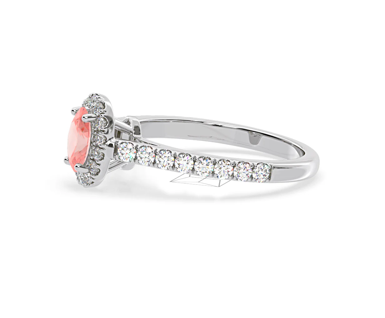 Georgina Pink Lab Diamond Oval Halo 0.90ct Ring in 18K White Gold - Elara Collection - Image 22