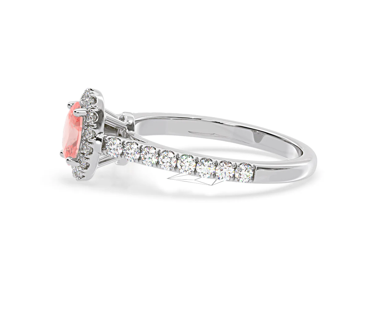 Georgina Pink Lab Diamond Oval Halo 0.90ct Ring in 18K White Gold - Elara Collection - Image 24
