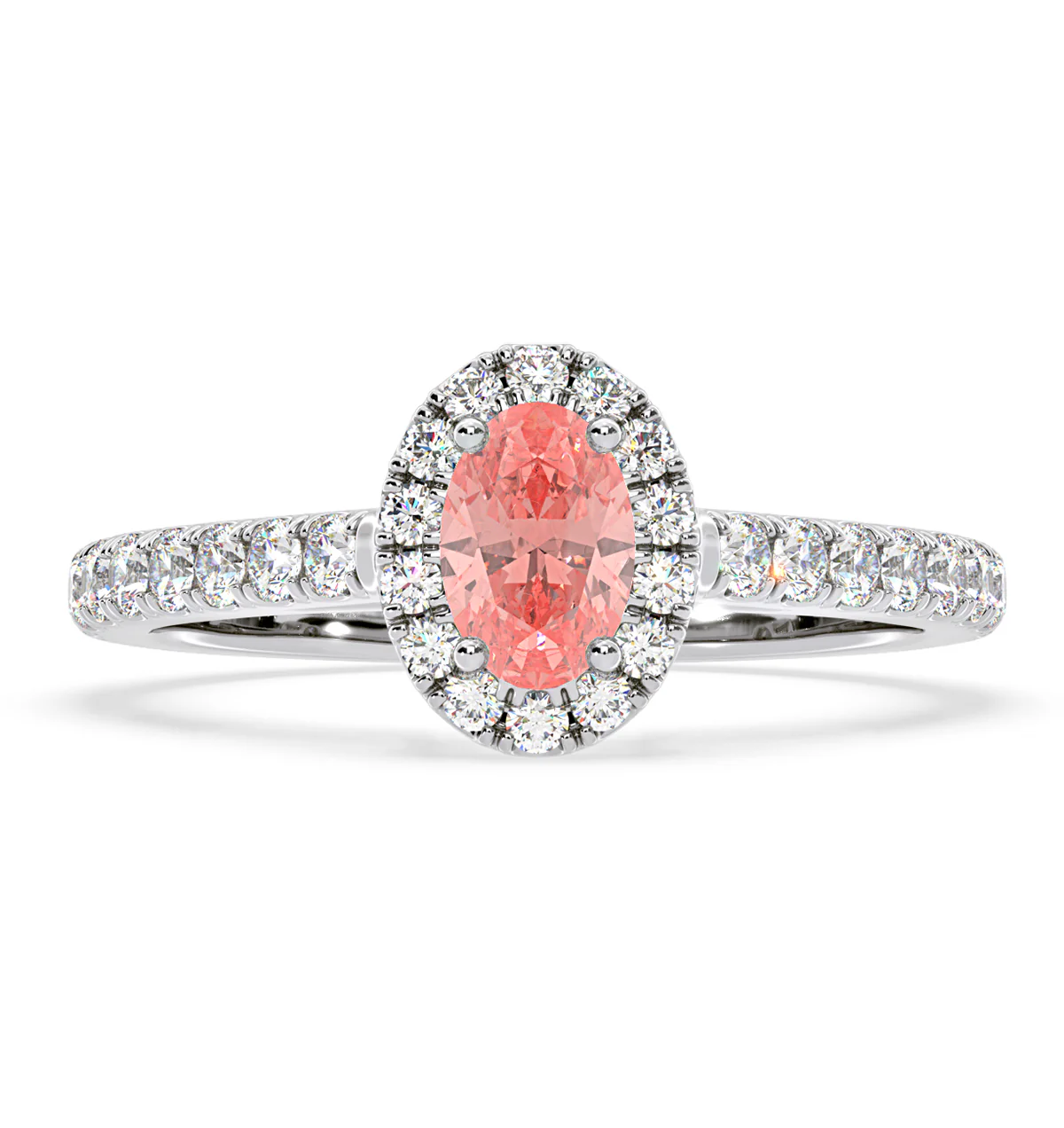 Georgina Pink Lab Diamond Oval Halo 0.90ct Ring in 18K White Gold - Elara Collection - Image 3