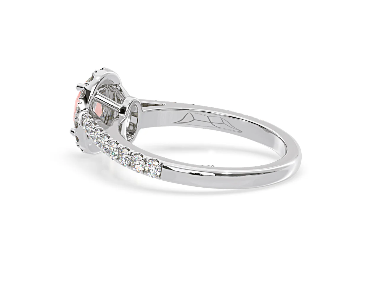 Georgina Pink Lab Diamond Oval Halo 0.90ct Ring in 18K White Gold - Elara Collection - Image 34