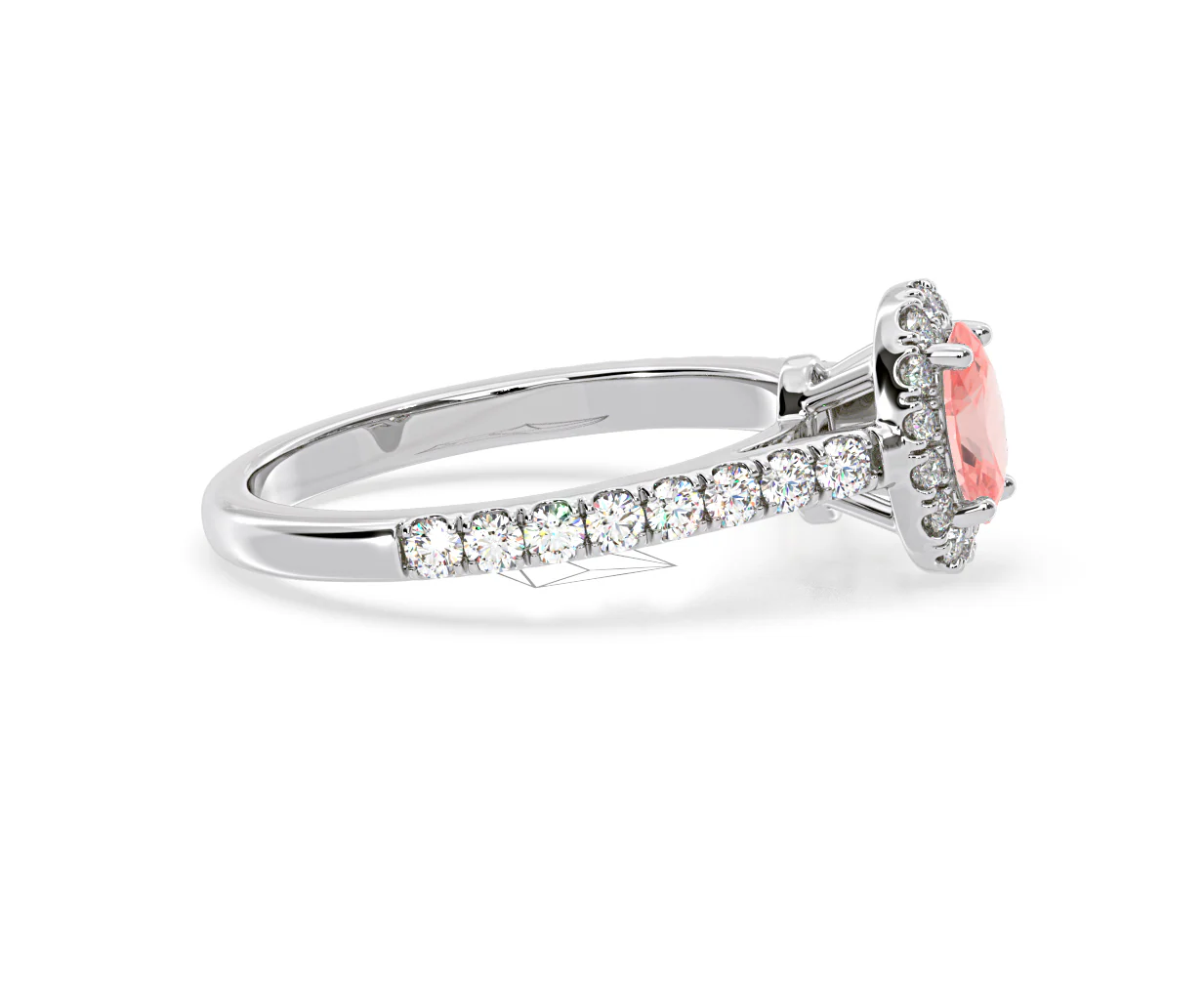 Georgina Pink Lab Diamond Oval Halo 0.90ct Ring in 18K White Gold - Elara Collection - Image 69