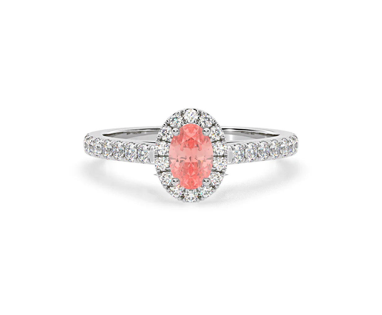 Georgina Pink Lab Diamond Oval Halo 0.90ct Ring in 18K White Gold - Elara Collection - Image 7