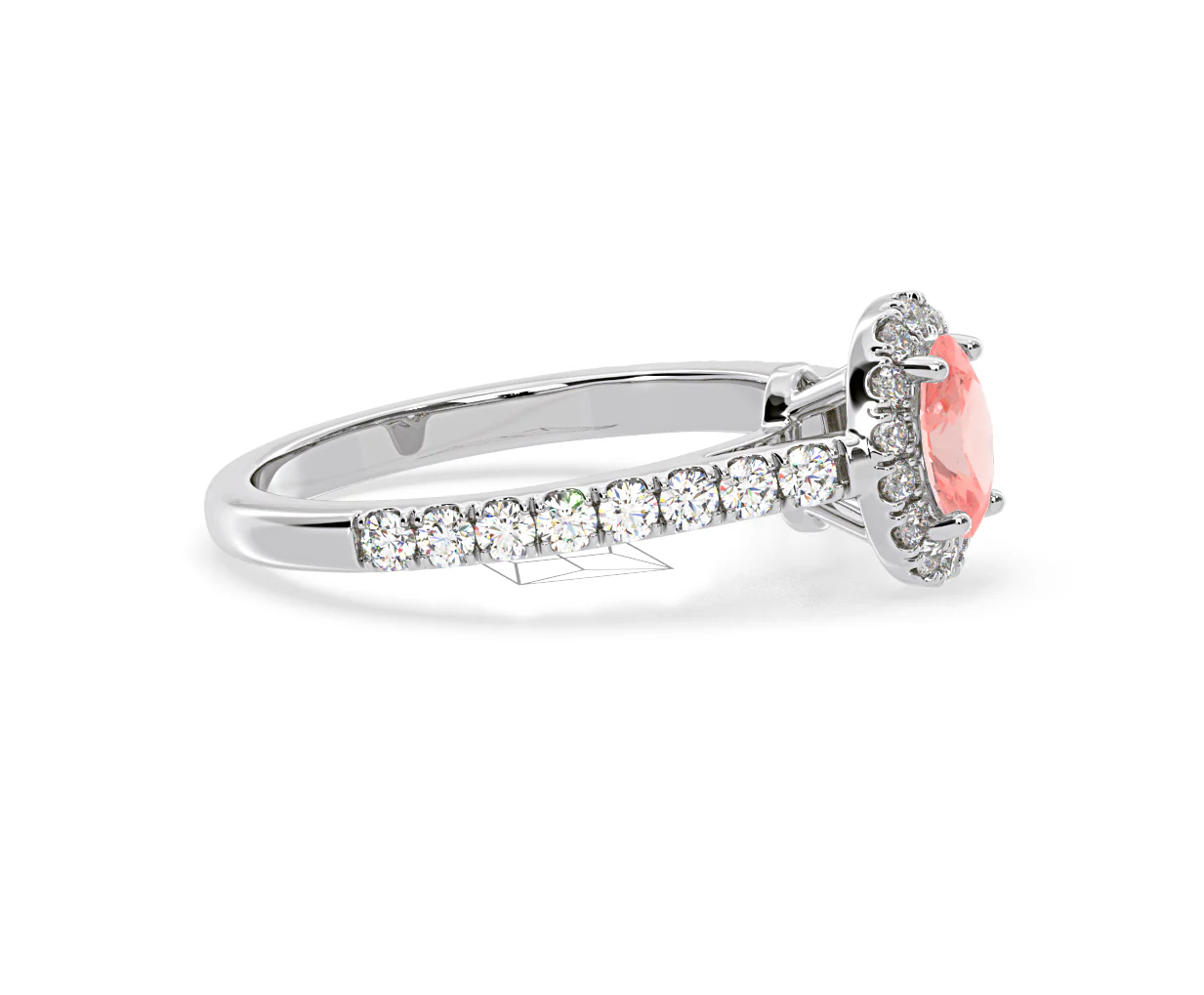 Georgina Pink Lab Diamond Oval Halo 0.90ct Ring in 18K White Gold - Elara Collection - Image 71
