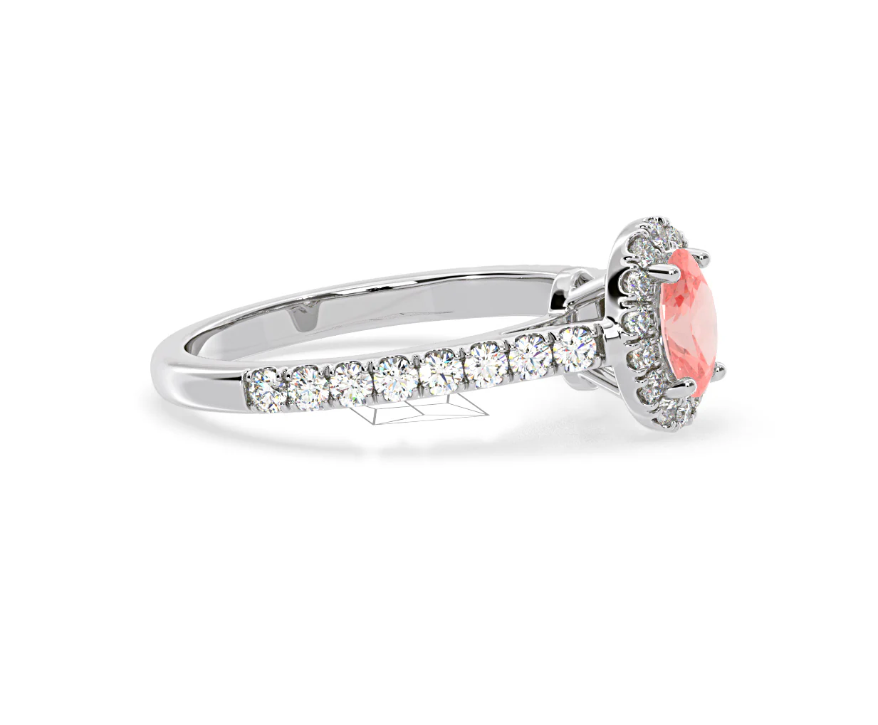 Georgina Pink Lab Diamond Oval Halo 0.90ct Ring in 18K White Gold - Elara Collection - Image 72