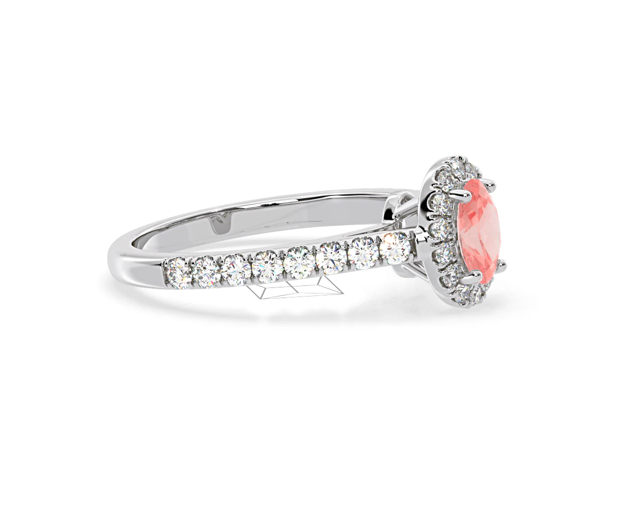 Georgina Pink Lab Diamond Oval Halo 0.90ct Ring in 18K White Gold - Elara Collection - Image 73