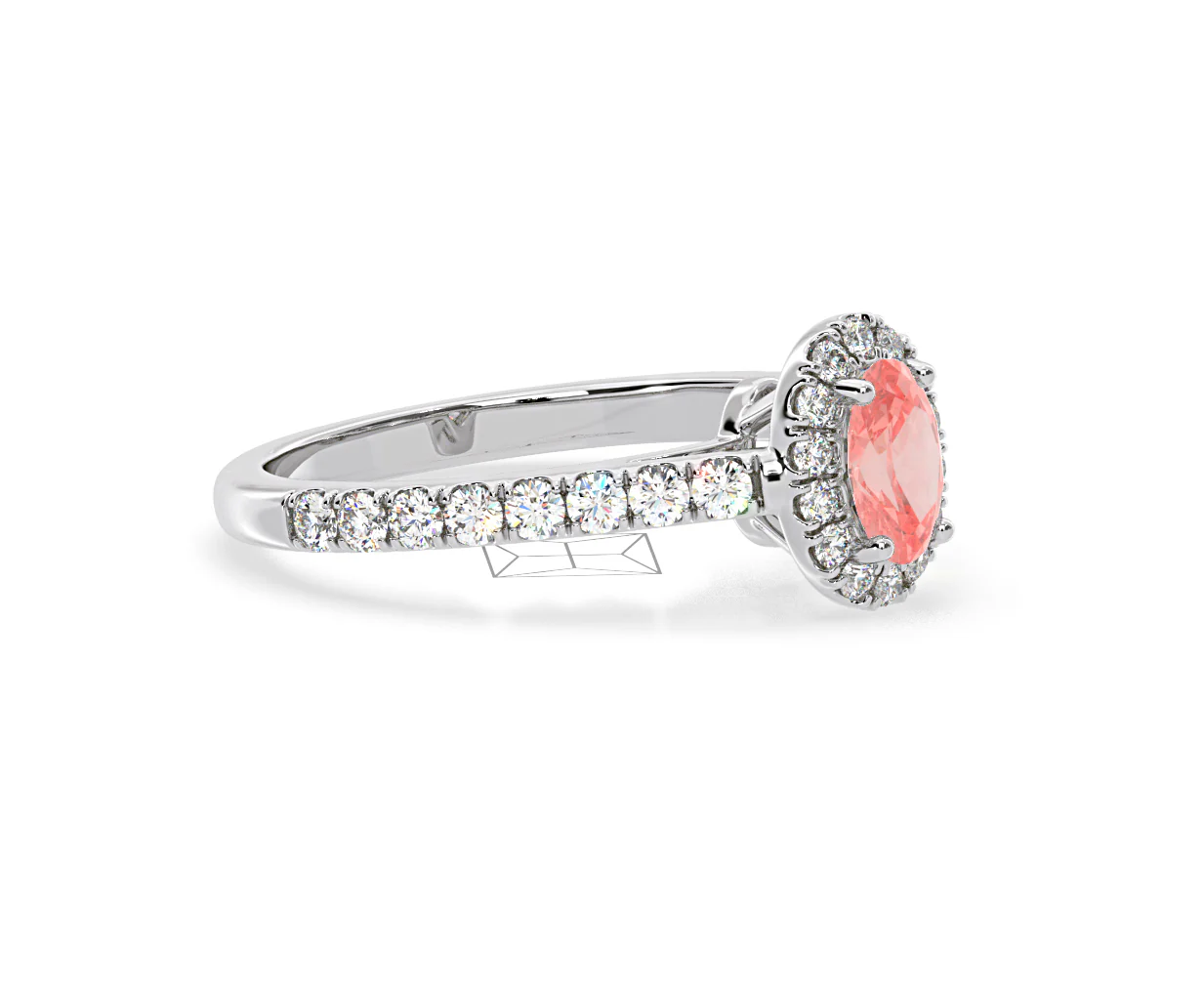 Georgina Pink Lab Diamond Oval Halo 0.90ct Ring in 18K White Gold - Elara Collection - Image 75