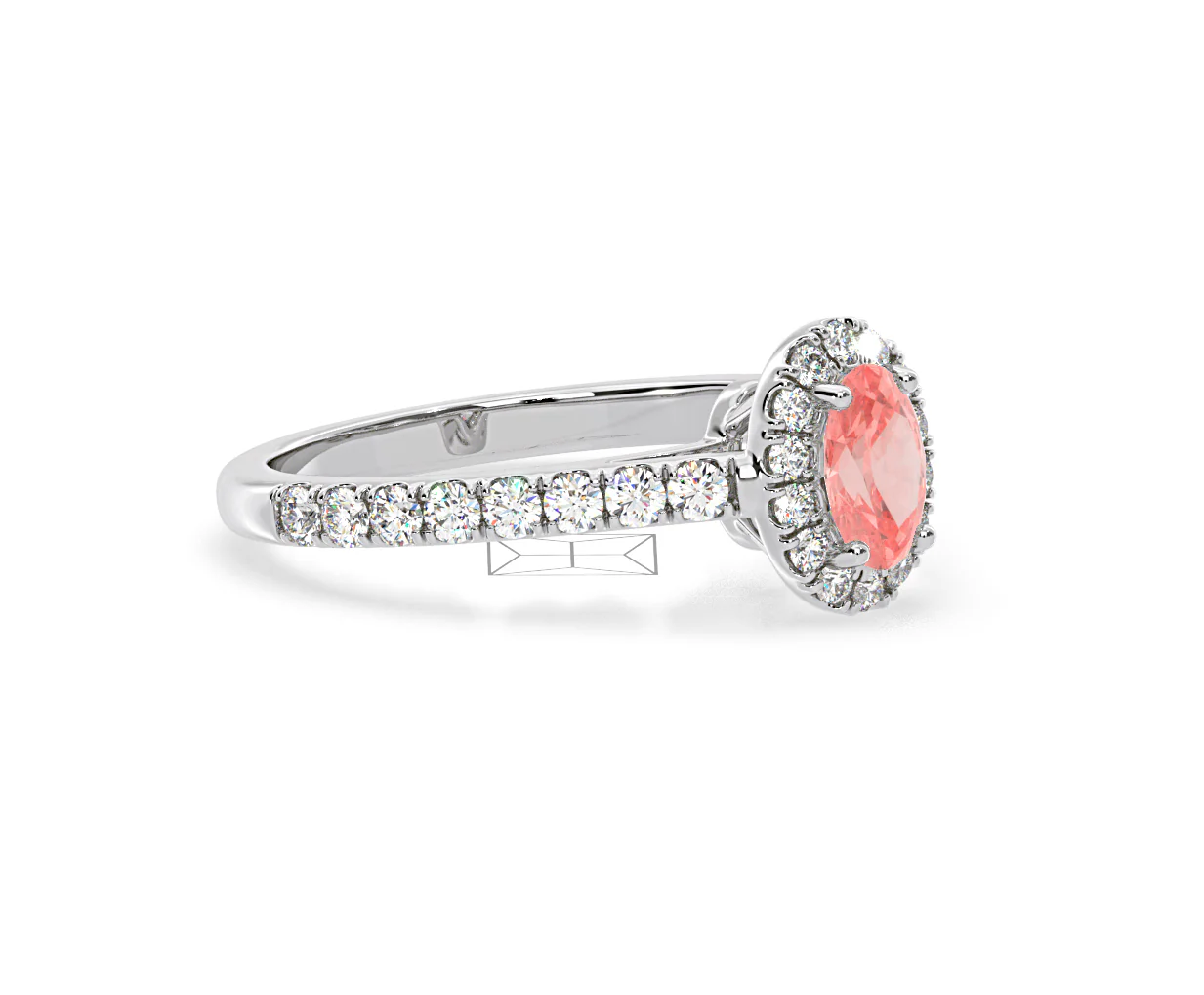 Georgina Pink Lab Diamond Oval Halo 0.90ct Ring in 18K White Gold - Elara Collection - Image 76