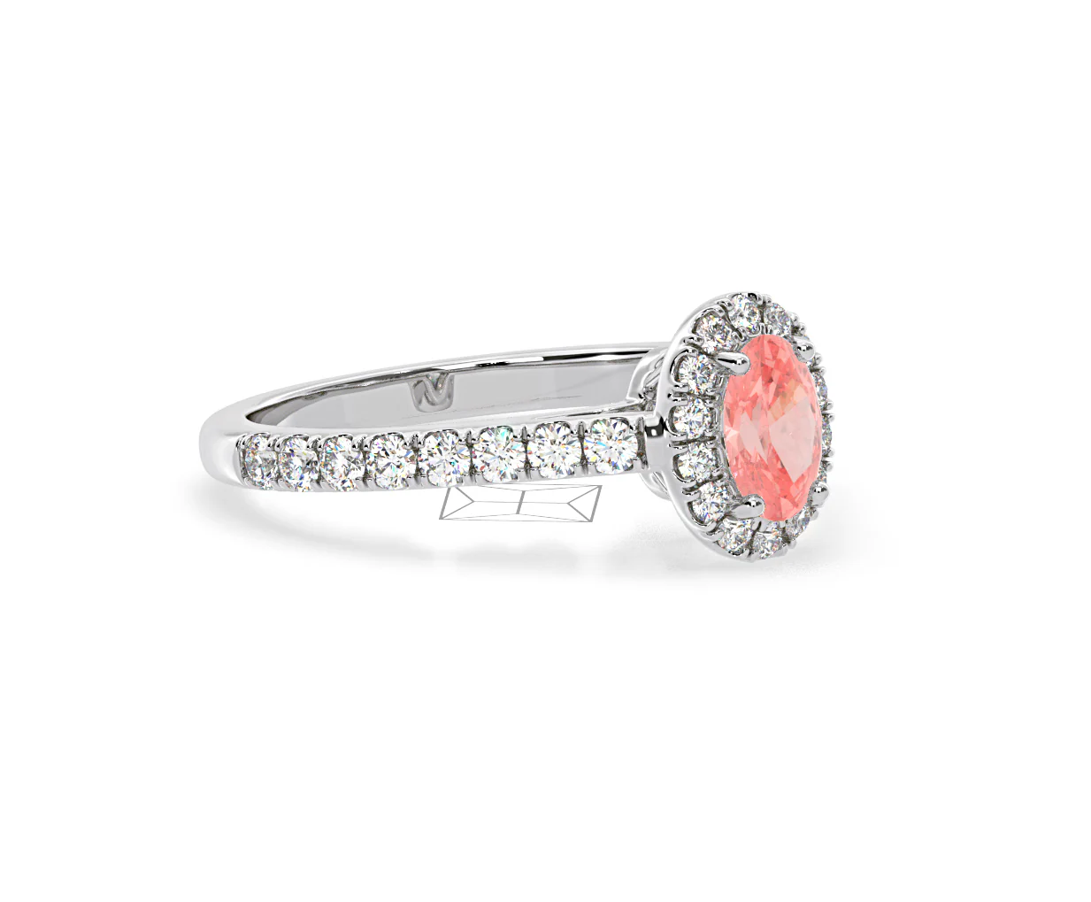 Georgina Pink Lab Diamond Oval Halo 0.90ct Ring in 18K White Gold - Elara Collection - Image 77