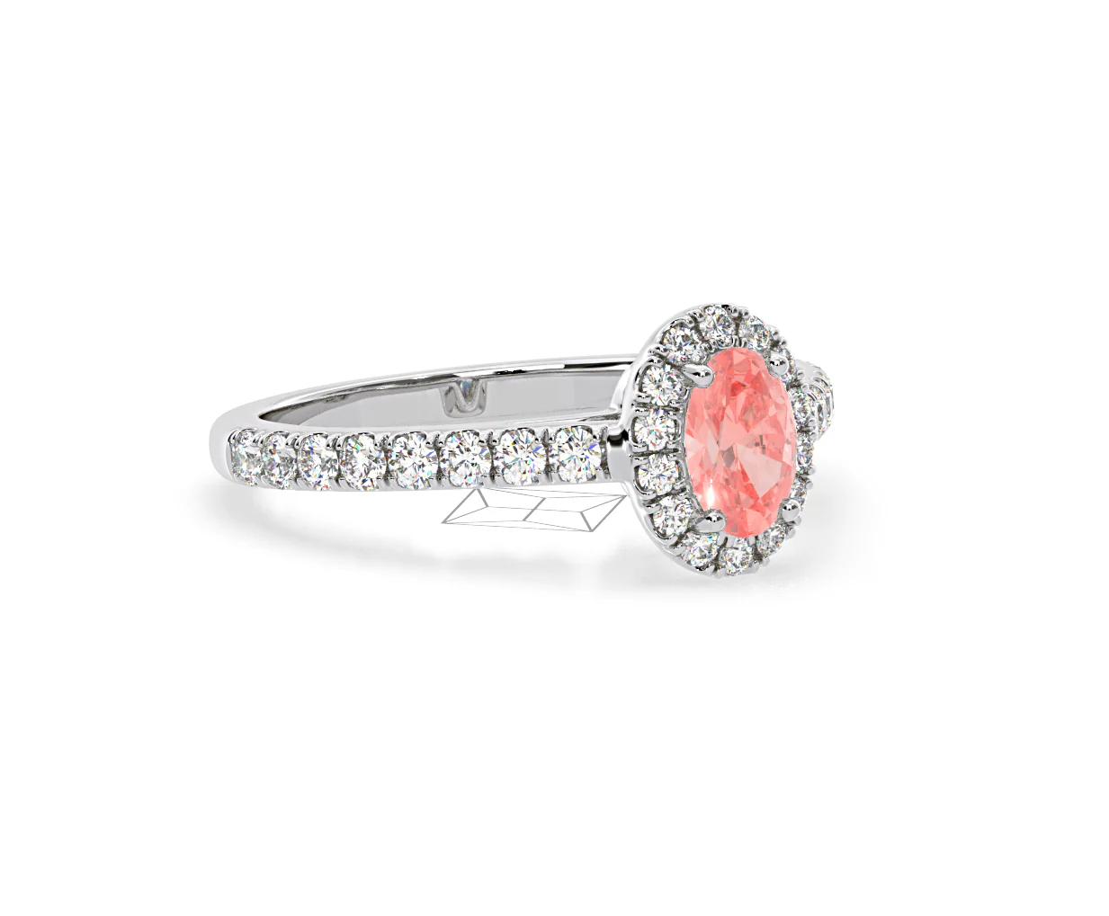 Georgina Pink Lab Diamond Oval Halo 0.90ct Ring in 18K White Gold - Elara Collection - Image 79
