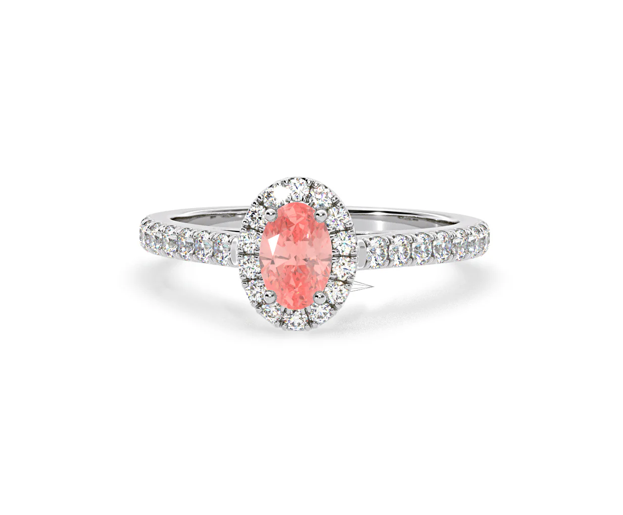 Georgina Pink Lab Diamond Oval Halo 0.90ct Ring in 18K White Gold - Elara Collection - Image 8
