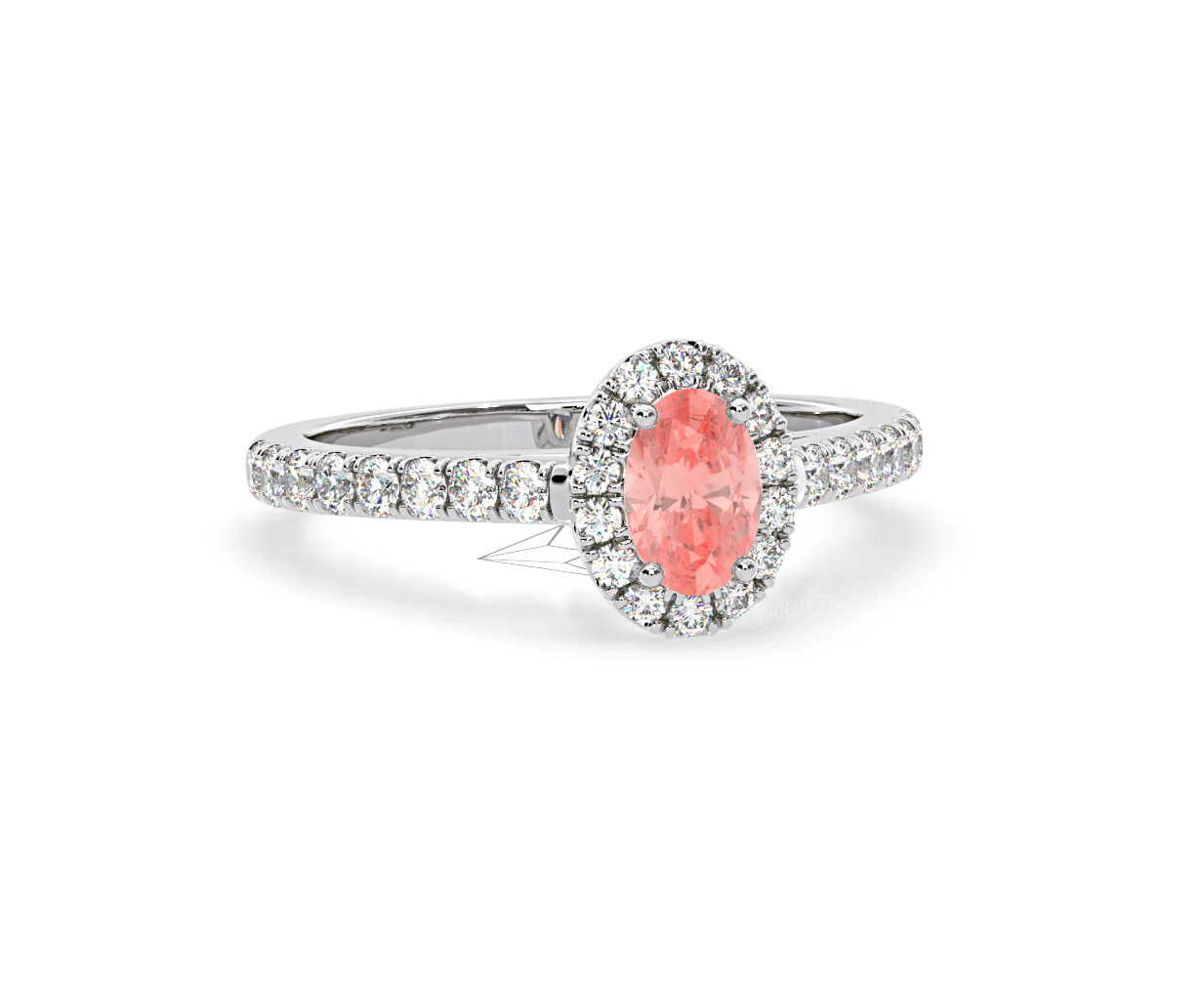 Georgina Pink Lab Diamond Oval Halo 0.90ct Ring in 18K White Gold - Elara Collection - Image 83