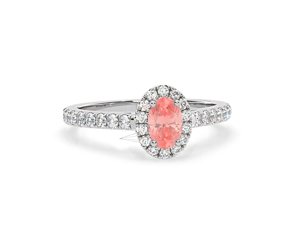 Georgina Pink Lab Diamond Oval Halo 0.90ct Ring in 18K White Gold - Elara Collection - Image 84