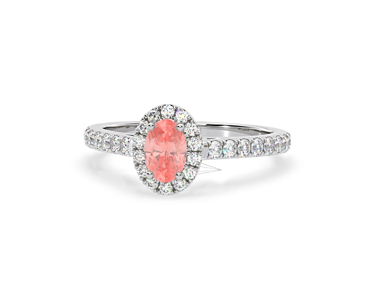 Georgina Pink Lab Diamond Oval Halo 0.90ct Ring in 18K White Gold - Elara Collection - Image 9