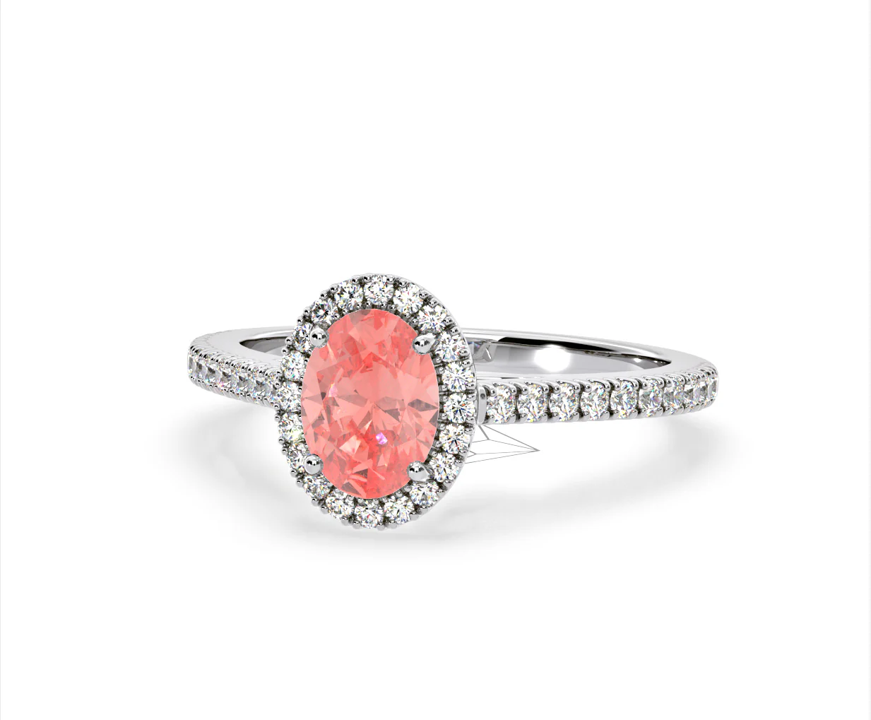 Georgina Pink Lab Diamond Oval Halo 1.60ct Ring in 18K White Gold - Elara Collection - Image 10