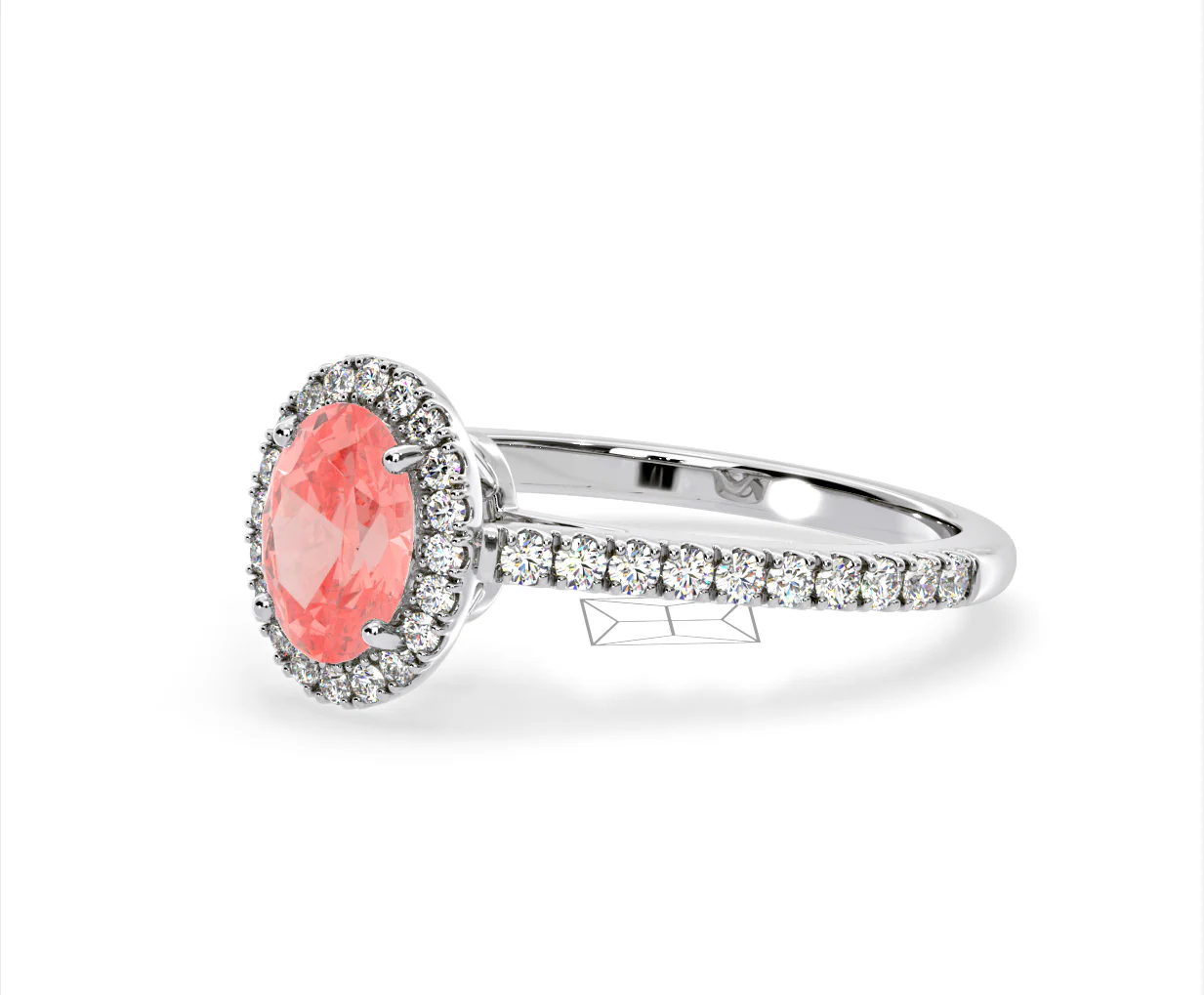 Georgina Pink Lab Diamond Oval Halo 1.60ct Ring in 18K White Gold - Elara Collection - Image 16