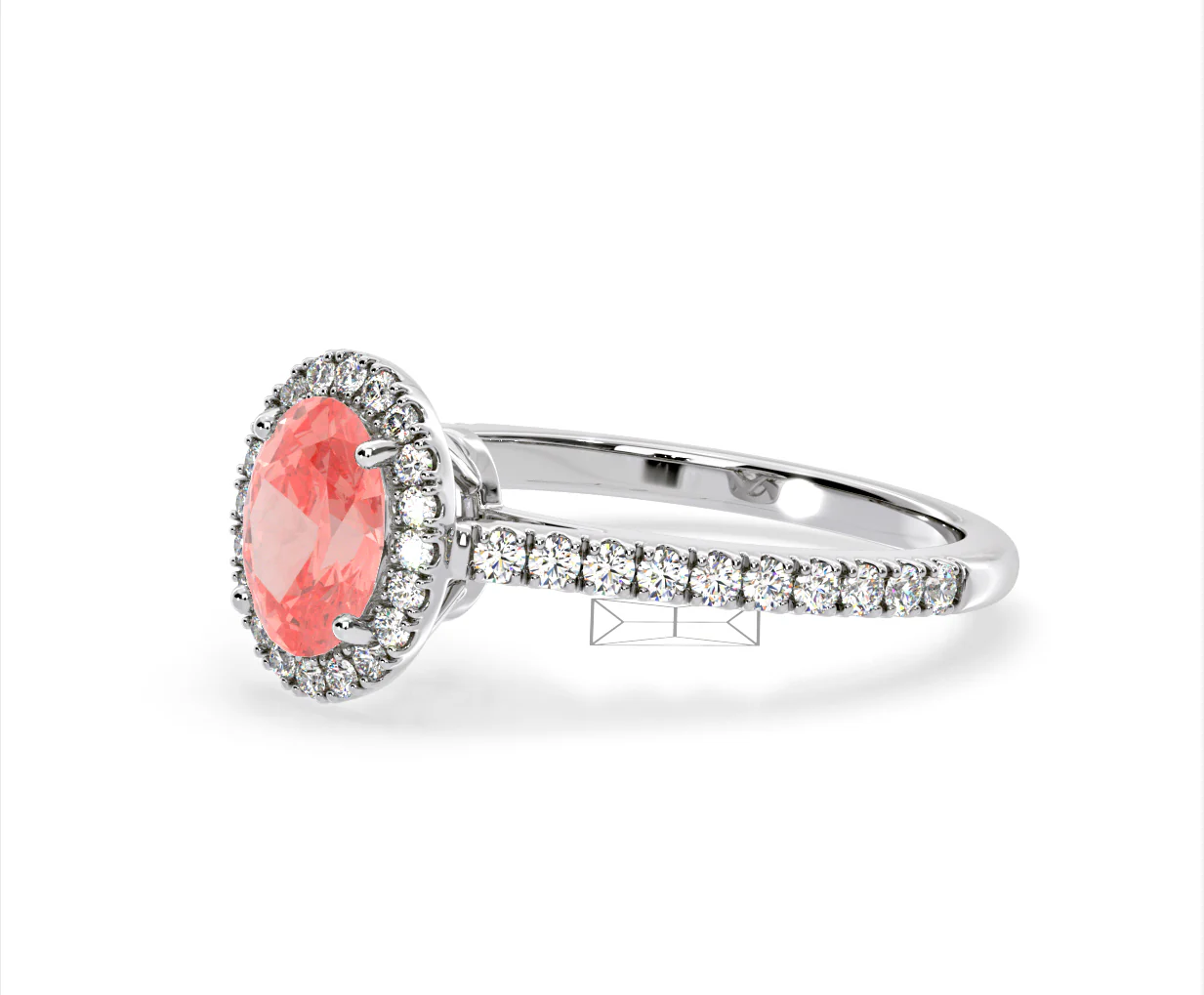 Georgina Pink Lab Diamond Oval Halo 1.60ct Ring in 18K White Gold - Elara Collection - Image 17