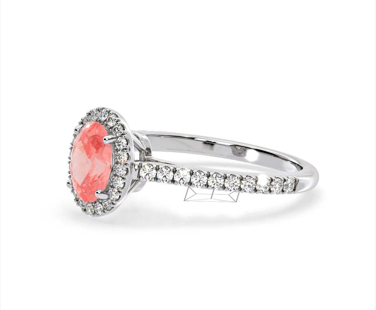 Georgina Pink Lab Diamond Oval Halo 1.60ct Ring in 18K White Gold - Elara Collection - Image 18