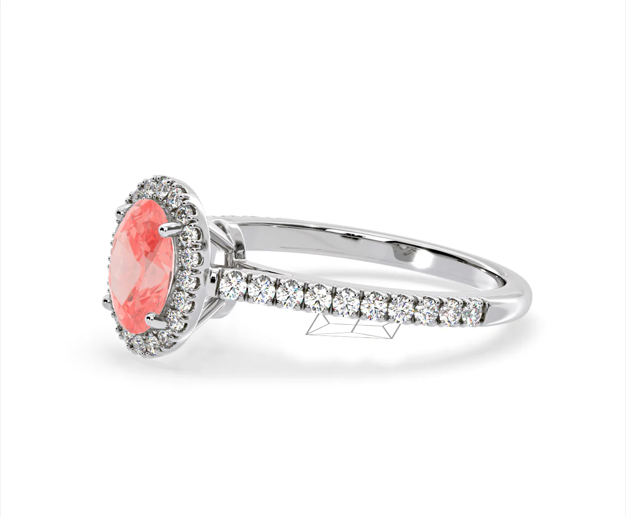 Georgina Pink Lab Diamond Oval Halo 1.60ct Ring in 18K White Gold - Elara Collection - Image 19