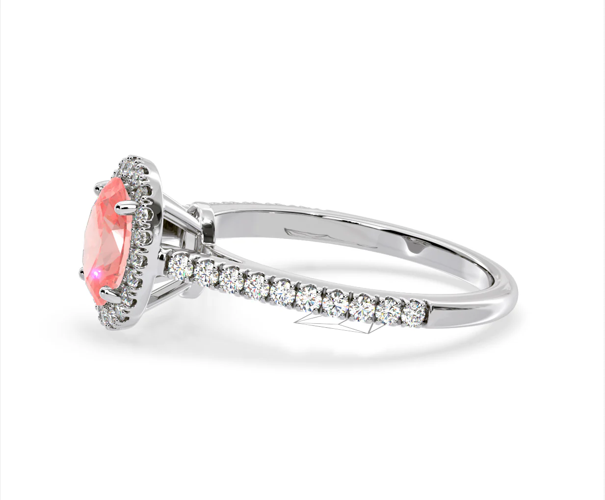 Georgina Pink Lab Diamond Oval Halo 1.60ct Ring in 18K White Gold - Elara Collection - Image 23