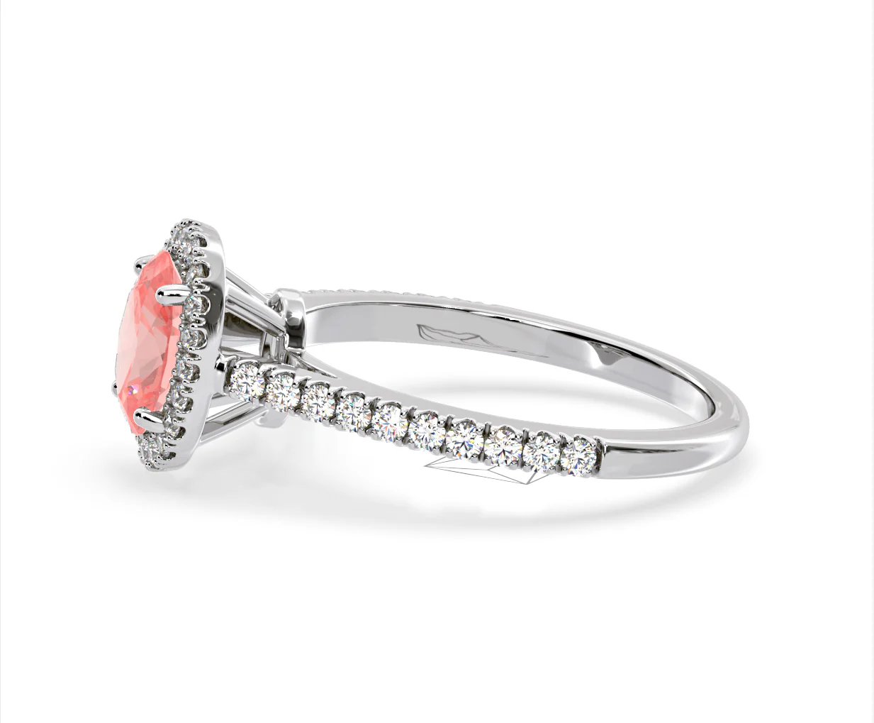 Georgina Pink Lab Diamond Oval Halo 1.60ct Ring in 18K White Gold - Elara Collection - Image 24