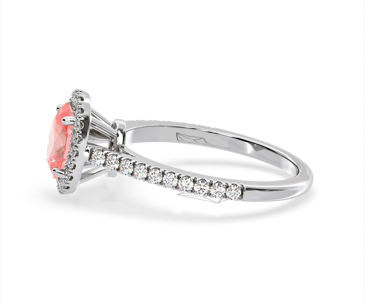 Georgina Pink Lab Diamond Oval Halo 1.60ct Ring in 18K White Gold - Elara Collection - Image 25