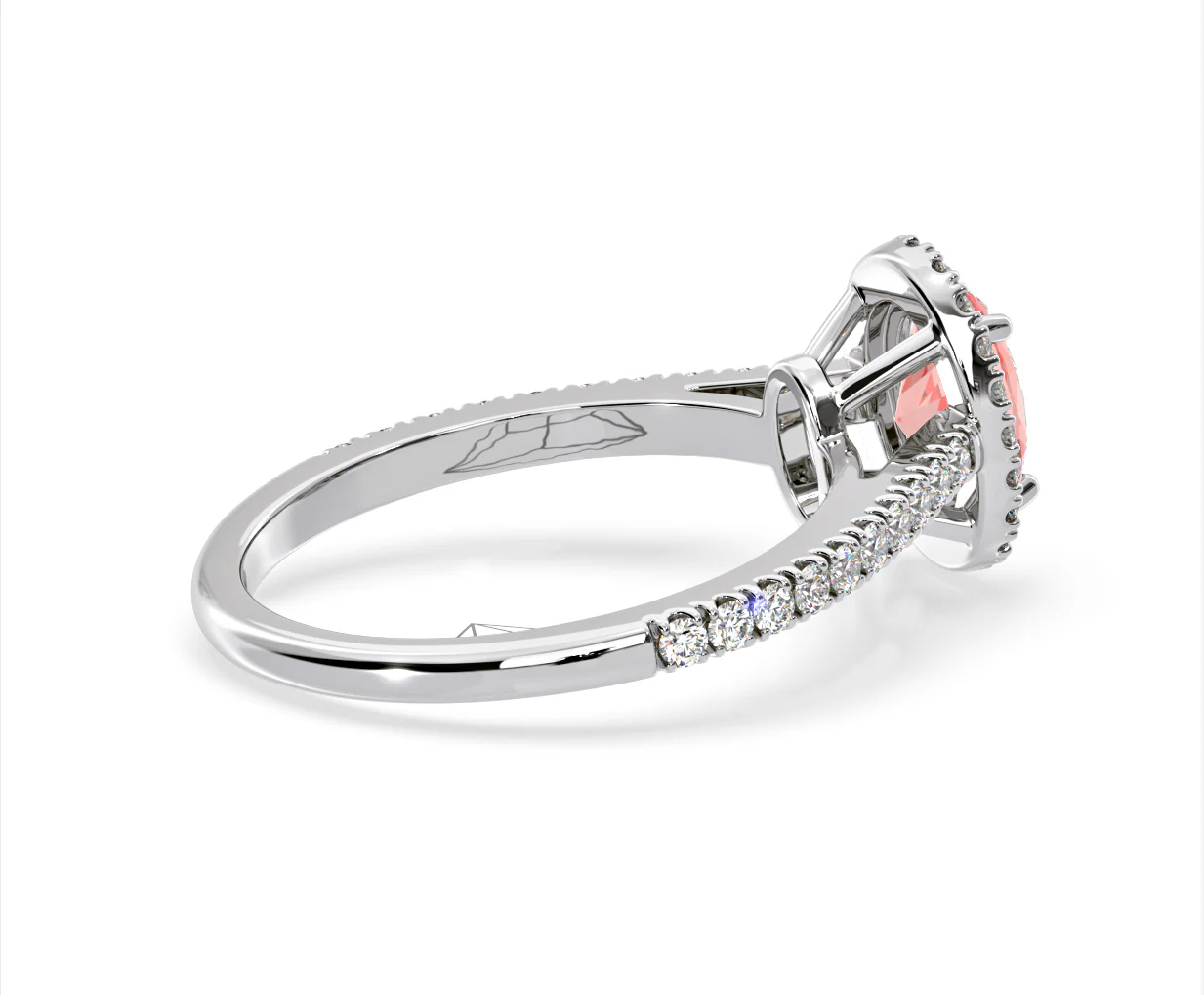 Georgina Pink Lab Diamond Oval Halo 1.60ct Ring in 18K White Gold - Elara Collection - Image 60