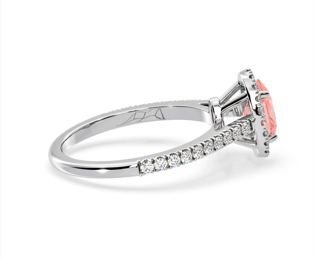 Georgina Pink Lab Diamond Oval Halo 1.60ct Ring in 18K White Gold - Elara Collection - Image 64