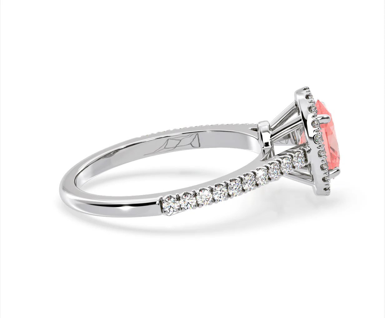 Georgina Pink Lab Diamond Oval Halo 1.60ct Ring in 18K White Gold - Elara Collection - Image 65